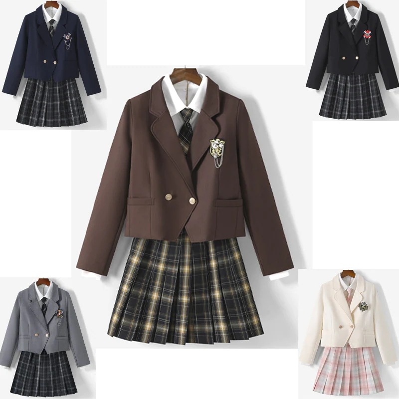 高校 学生服 きれいめ プリーツスカート お受験 女の子 韓国ファッション 卒服 小学校 スーツ 女子 卒業式 リボン スカート シャツ ジャケット 制服 長袖 4点セット レディース セットアップ