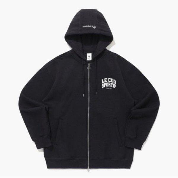フードジップアップ JQS QP423TFTO1-BLK ロゴ裏起毛ツーウェイフードジップアップ / BLACK
