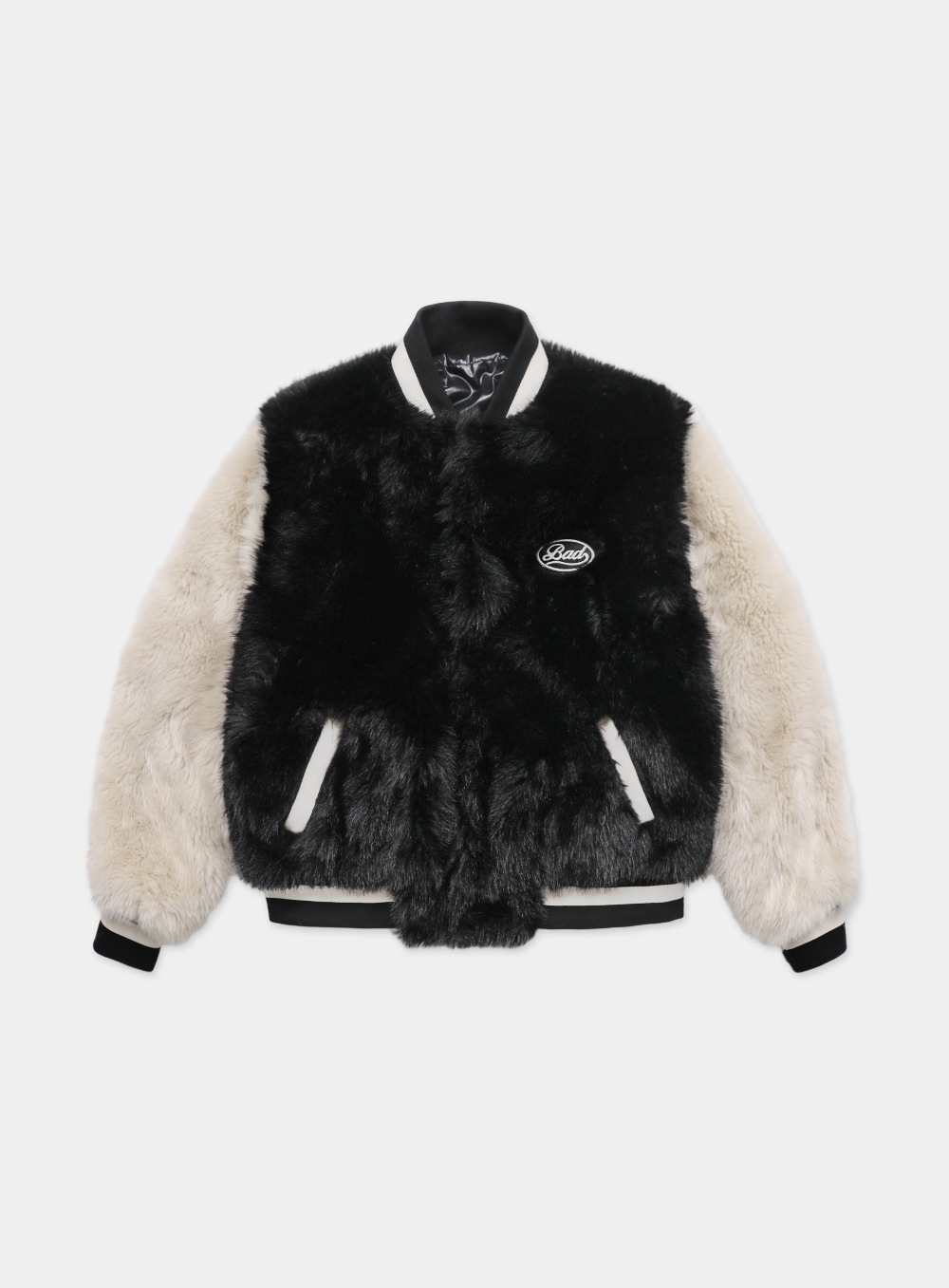 【BADBLOOD】 PANDA VARSITY JACKET : BLACK/CREAM