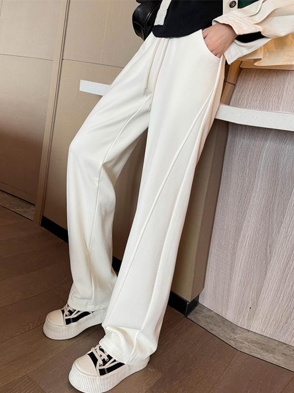 パンツ レディース 秋 冬 カジュアル ボトムス ベルベット 厚手 ワイド レッグ ハイウエスト ドレープ スポーツ スウェット ストレート バナナ