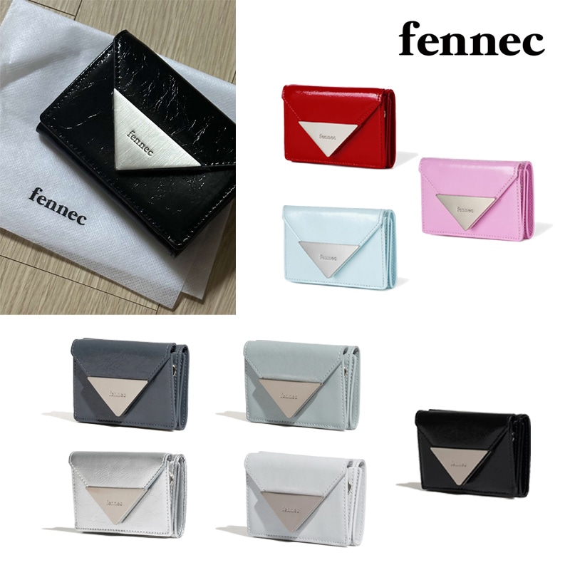 CRINKLE TRIANGLE TRIPLE WALLET 全8色 三つ折り財布 コンパクト カード収納 小銭入れ スナップ留め トライアングル メタルプレート ギフト 仕切り 軽量 ミニ財布 上品