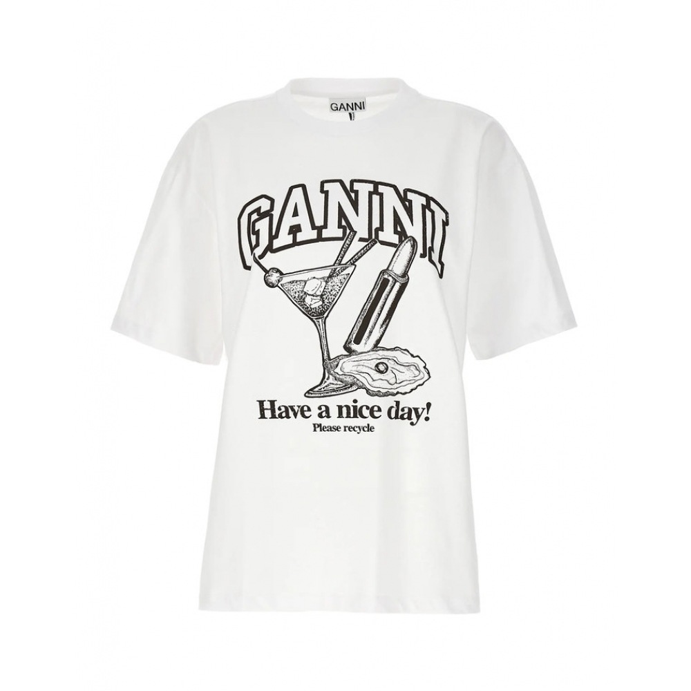 ガニ 25SS カクテルプリントロゴ T シャツ T3878 151