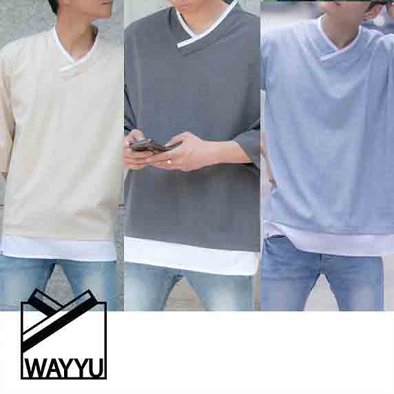 【生活韓服】ハンボクＴシャツ(Beige,Charcoal,Sky blue)/ ティシャツチョゴリ / 夏用男性シャツ / 7部袖 / 3色 / 韓国伝統 7,840円