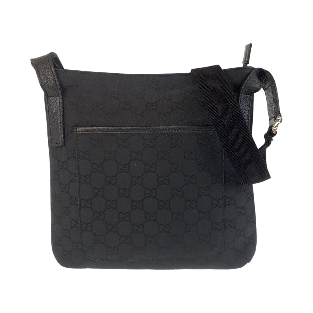 美品 ブラック 黒 GGキャンバス/レザー 293572 斜め掛け ショルダーバッグ メッセンジャーバッグ レディース 410715