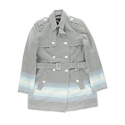 Tommy Hilfiger Womens Polka Dot Double-Breasted Trench Coat White L Tommy Hilfiger Womens Polka Dot Double-Breasted Trench Coat White L