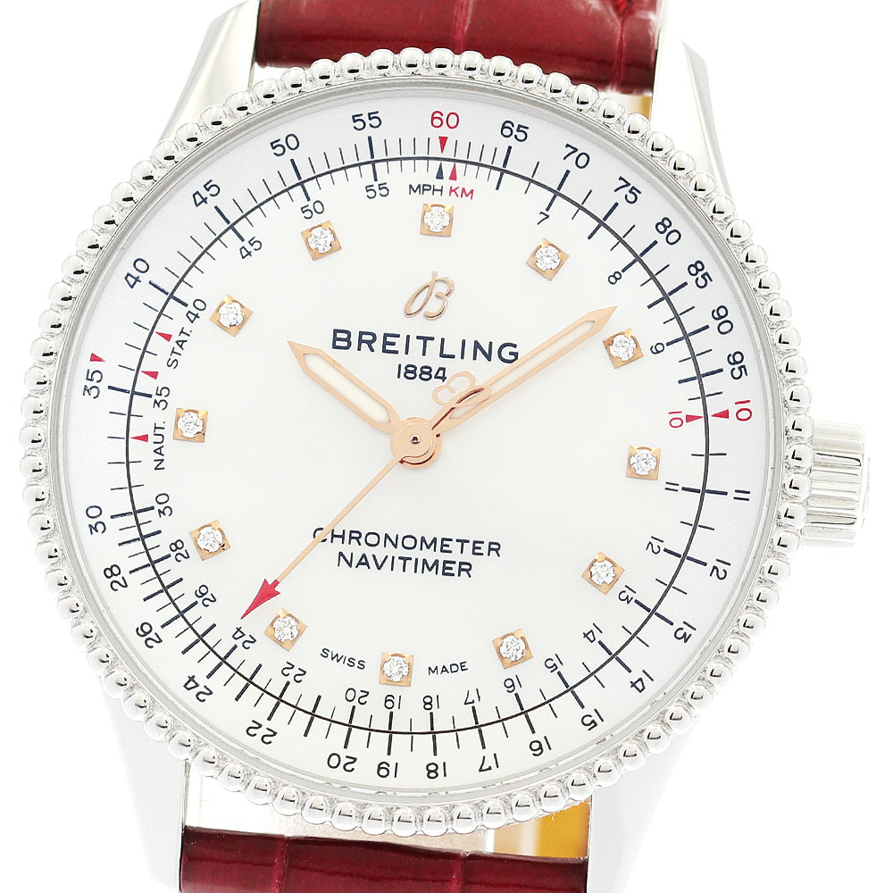 ブライトリング BREITLING A17395 ナビタイマー35 12Pダイヤ 自動巻き レディース 内箱・保証書付き_889543【中古】