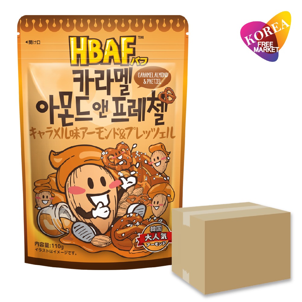 キャラメル味アーモンド＆プレッツェル箱売り 20袋入り 110g/ 韓国お菓子 ハニーバターアーモンド ナッツ おやつ おつまみ