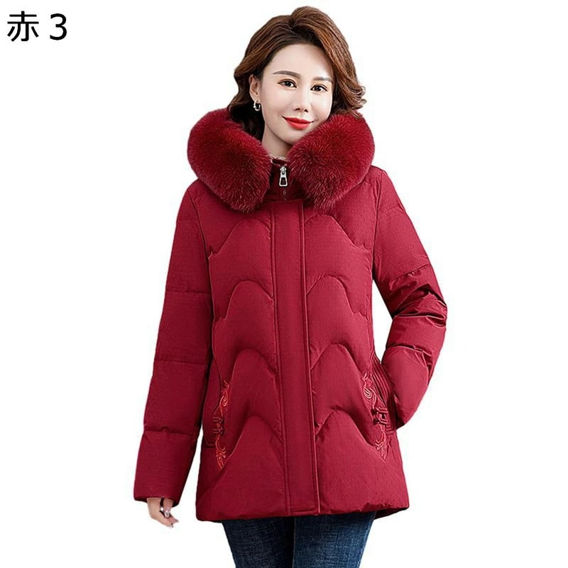コットンジャケット レディース ファー付きフード 中綿ジャケット 上着 綿入りジャケット 長袖 厚手 保温 防水 綿服 柔らかい 冬 耐久 婦人 シニア 中高年 60代 70代 80代 敬老のプレゼン