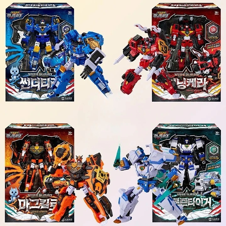 ミニ特攻隊/最強恐竜/ダイノイド ウォリアー/コレクション/フローズンタイガ/マグキロ/バーニングケラ/サンダーティラ/三段変身/ロボット/レクスカイザー/ヘッド変身/変身ロボット/正品