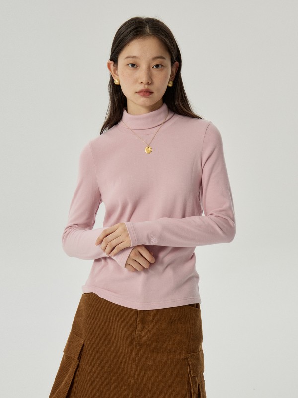 オモント エッグタルト ブラック タートルネック ボトムス シャツ レディース 2023 秋冬 新作 インナーウェア スリム 長袖 Tシャツ トップス