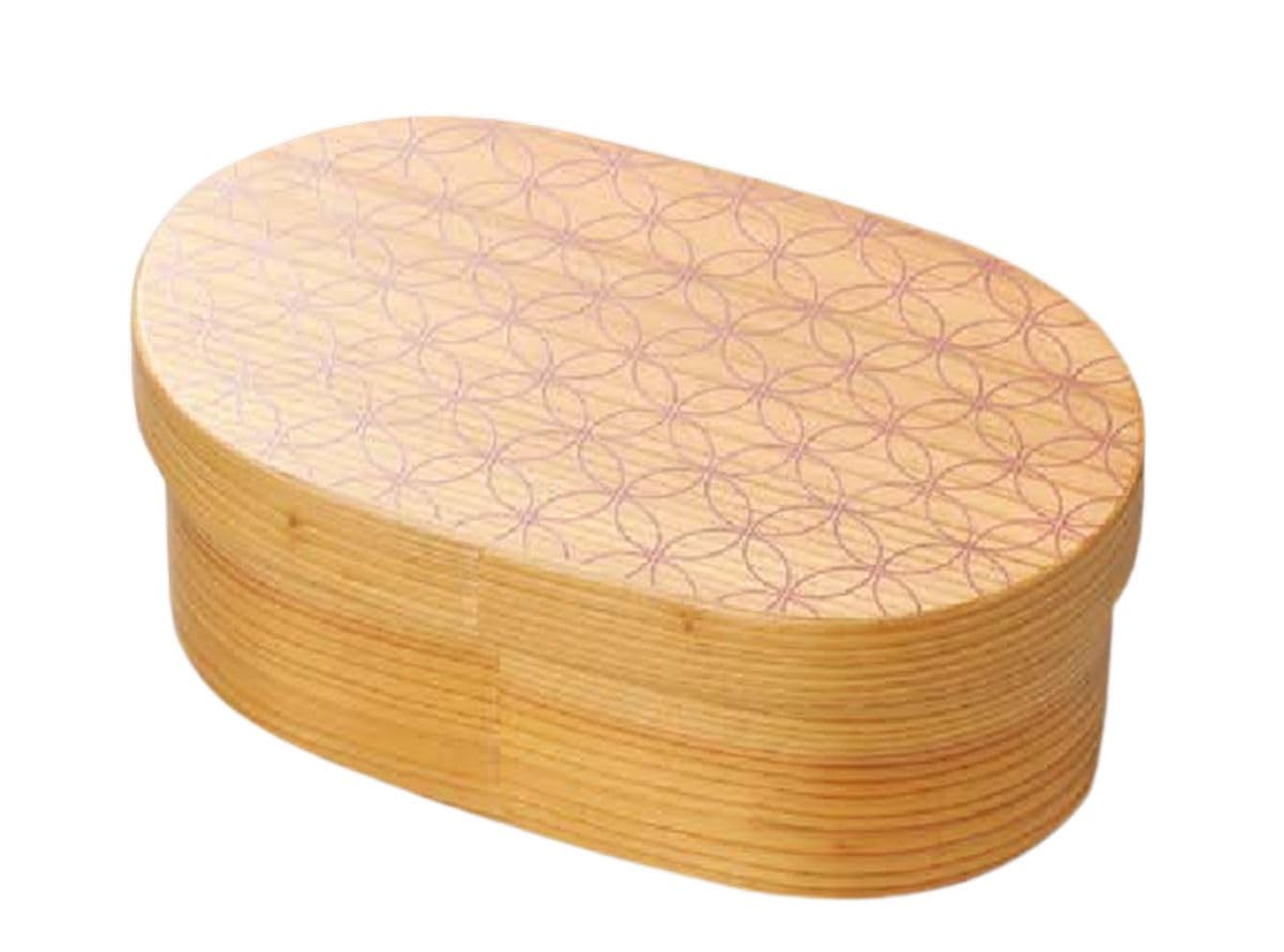 J-kitchens 木製 弁当箱 七宝 日本の弁当箱 小判 （1個) 16cm 日本製