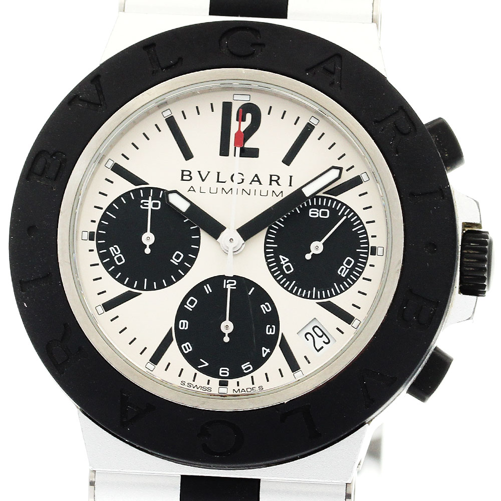 ブルガリ BVLGARI BB40ATCH/103383 アルミニウム デイト クロノグラフ 自動巻き メンズ 内箱付き_907282【中古】