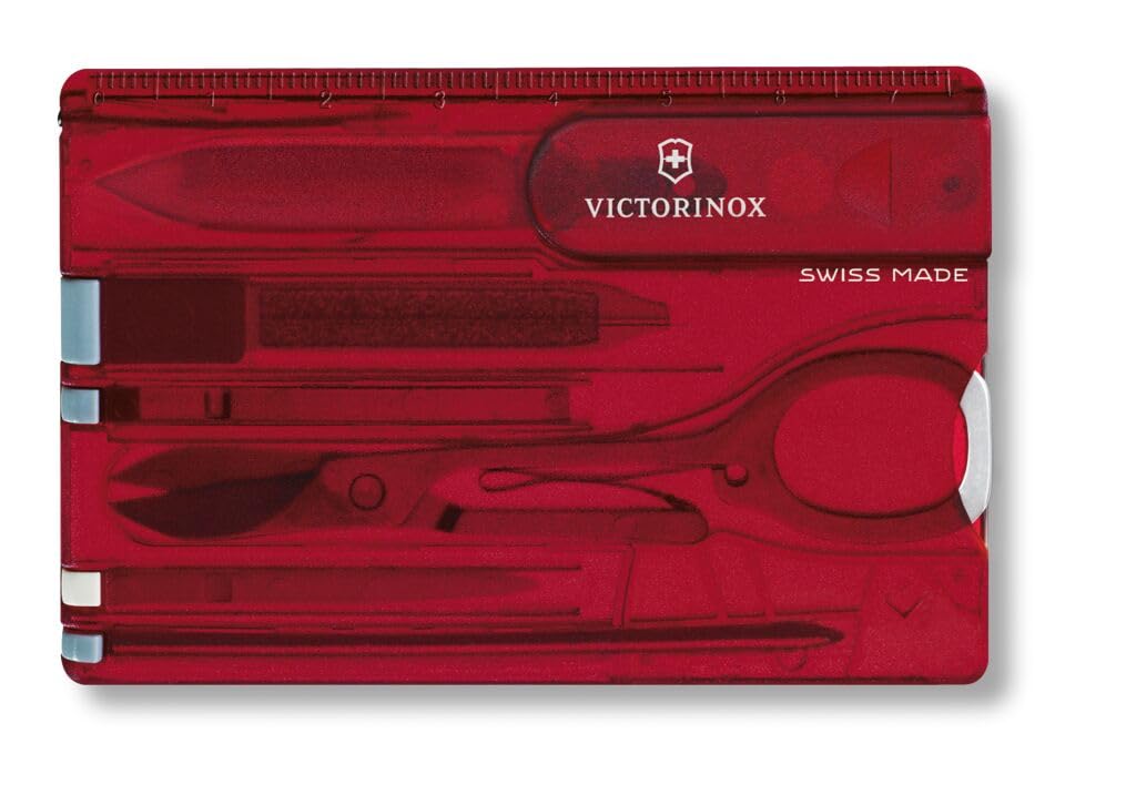 VICTORINOX(ビクトリノックス) スイスカード クラシックトランスルーセントレッド スイス・アーミーナイフ 多機能 文房具 ステーショナリーはさみ ボールペン付き 10機能を搭載したスイス製マ