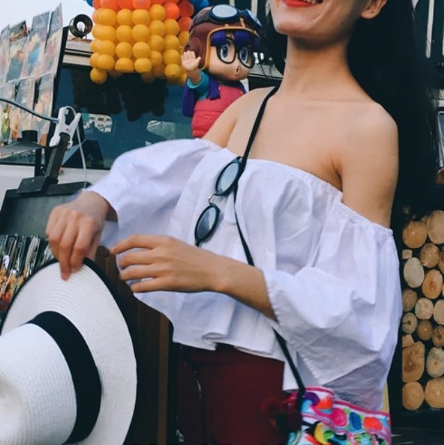 2155.シンプル オフショルダー トップス(ホワイト)