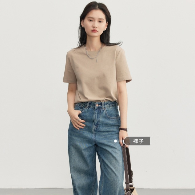 トップス Tシャツ 白シャツ 白トップス 袖あり 半袖 ラウンドネック 襟なし 綿 かわいい 大人可愛い きれいめ シンプル カジュアル 大人 おしゃれ かっこいい レトロ 大人女子 こなれ感 ラフ