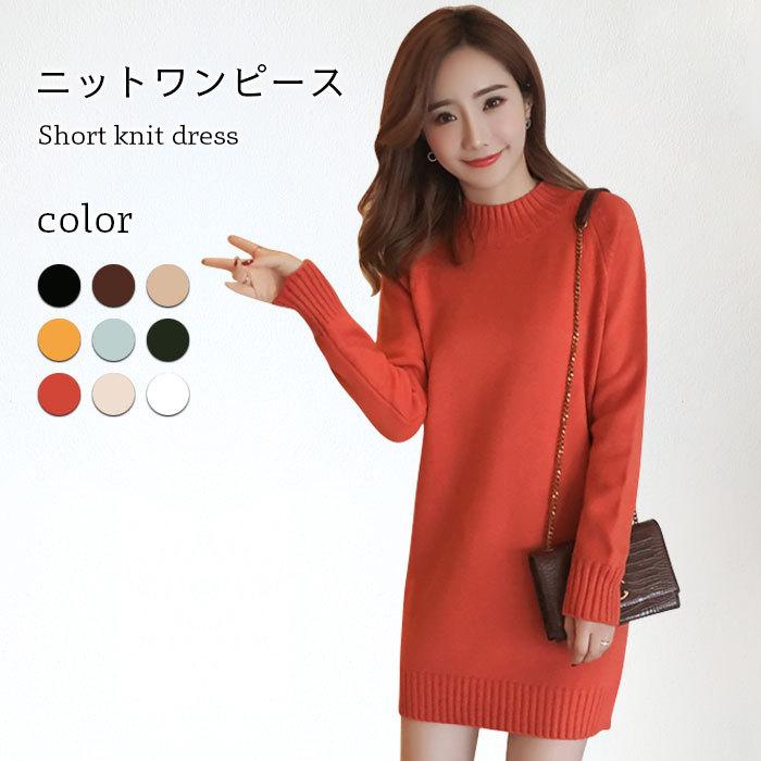 ニットワンピース レディース ワンピース ショートワンピース ショート丈 ミニワンピース 長袖 リブニット ハイネック ストレッチ 伸縮性 バレンタイン 2025 プレゼント 5,100円