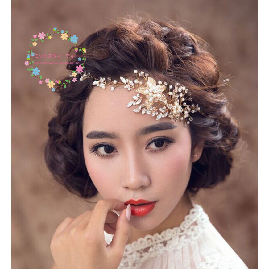 ウエディング 髪飾り ビジュー ヘッドドレス 花 ヘアアクセサリー ブライダル 花嫁 結婚式 成人式