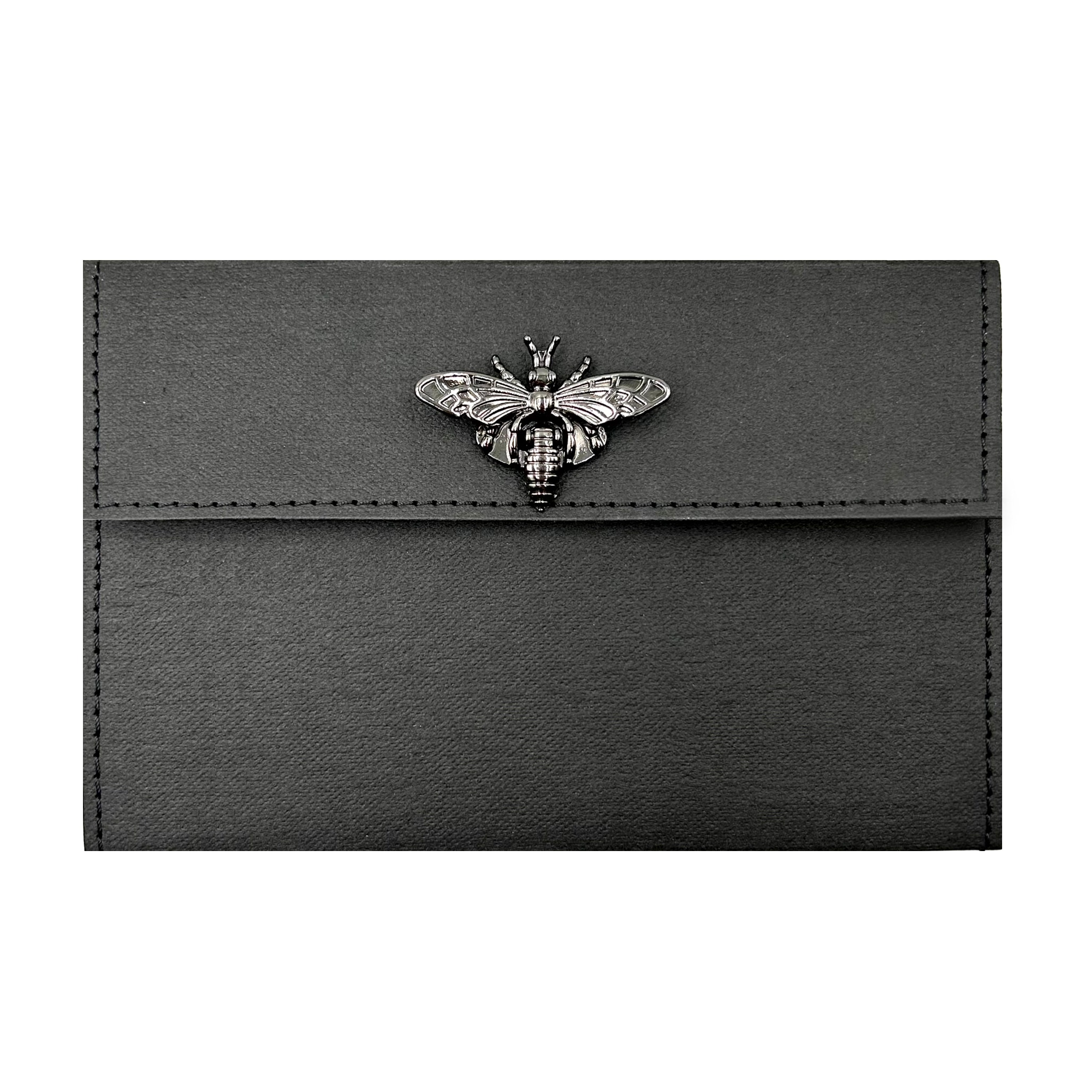 [L]サイズ ビンテージミツバチの留め金大容量ポーチコラージュ素材収納