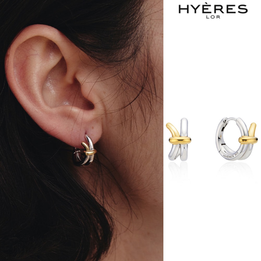 [HYERES LOR] Aceh Silver (C) Edge One Touch Earrings