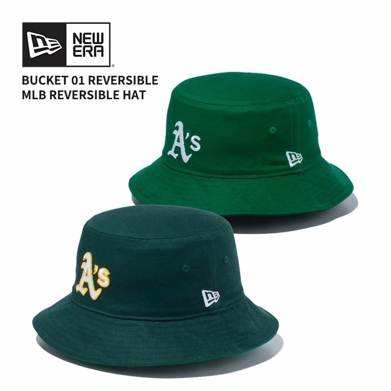 ニュー エラ NEW ERA バケット01 リバーシブル MLB Reversible Hat オークランドアスレチックス ダークグリーン ケリーグリーン バケットハット 帽子