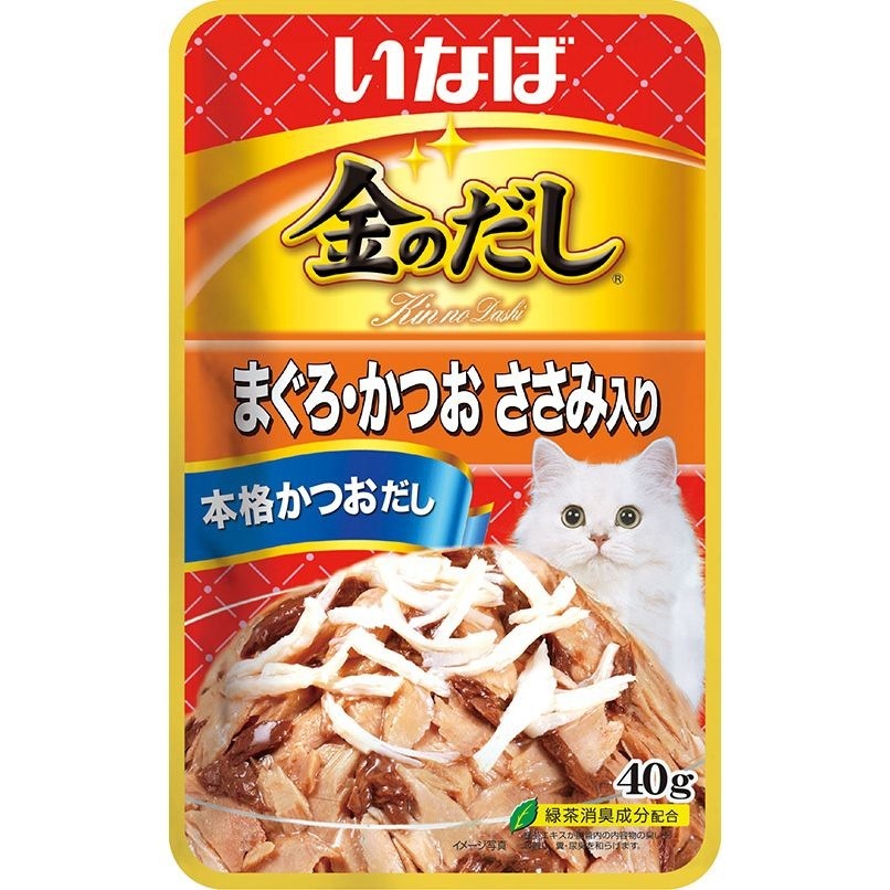 （まとめ買い）金のだしパウチ まぐろ/かつおささみ入り 40g 猫用フード [x48]