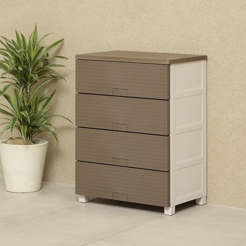 【期間限定大特価】天馬 Fits フィッツチェスト ウッド 6504 幅65cm 4段 ロック付き スムーズな引出し 収納 タンス 完成品 ブラウン