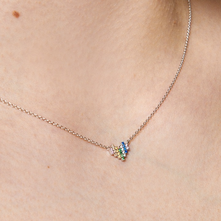 Multiple Heart Silver Necklace In425 [WG]