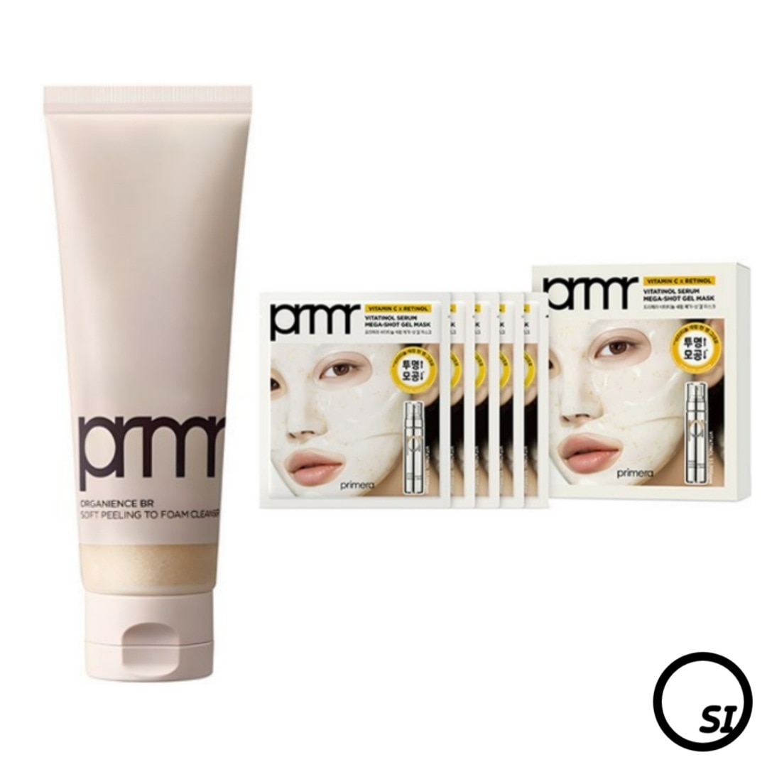 【SET】オーガニエンス BR ソフト ピーリング ツーフォーム クレンザー 1個 + ビタチノール セラム メガショット ゲル マスク 5枚