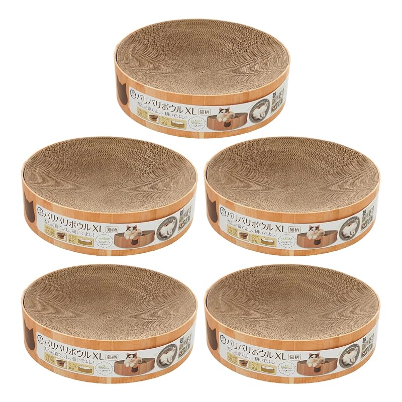 猫壱 爪とぎ バリバリボウルXL 猫柄 ライトブラウン 5個セット【ケース販売】