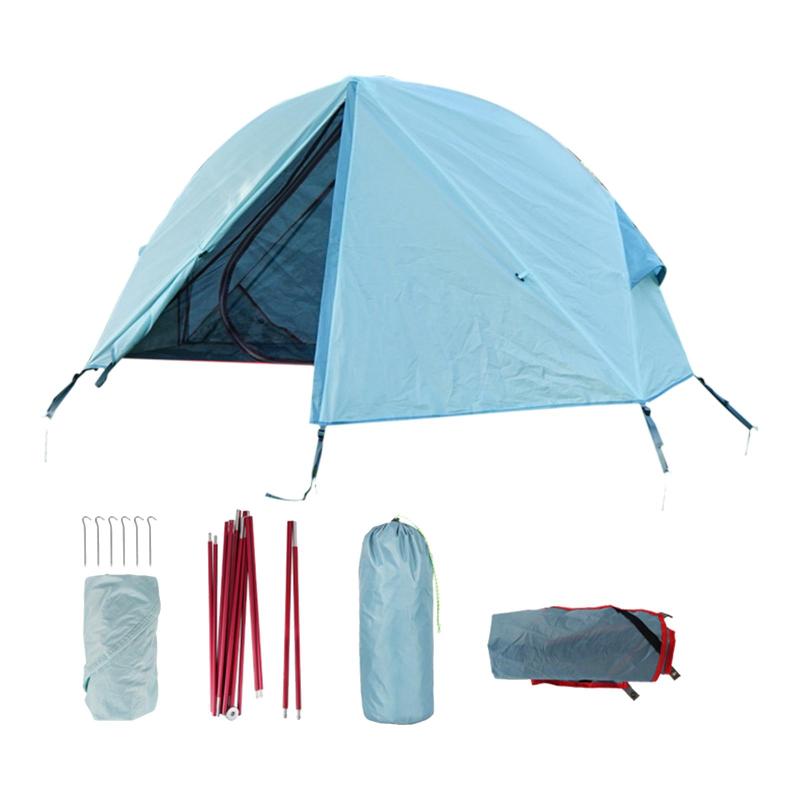 キャンピングテント超軽量軽量バックパッキングテント1人用簡単セットアップ防水防風アルミロッドオフ地面ハイキングピクニックソロ