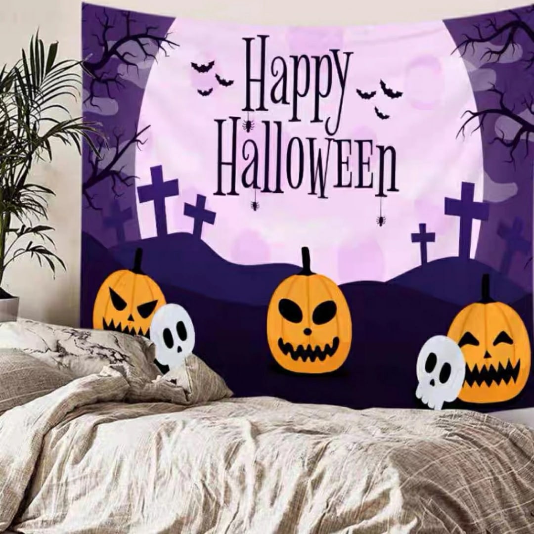 A060278タペストリー ハロウィン カボチャ布ポスター 壁面装飾 壁掛け飾り 窓 背景布 5,336円