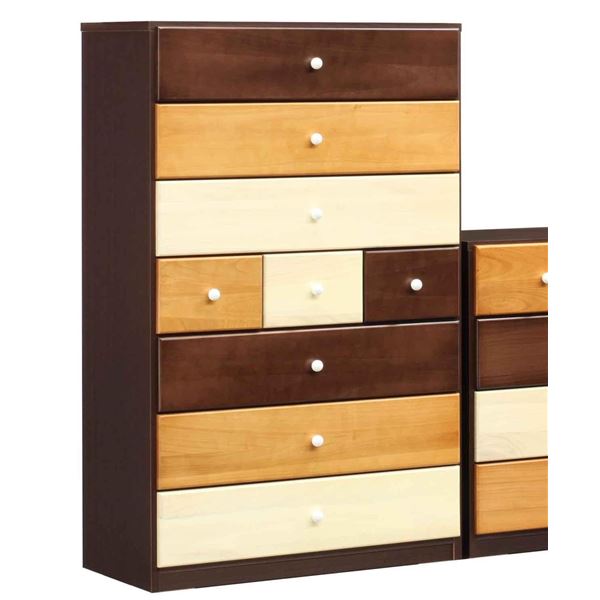 日本製 天然木 ハイチェスト 80cm幅 ブラウン系 完成品 チェスト タンス 衣類収納 引出し収納