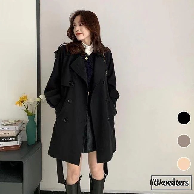 トレンチコート レディース スプリングコート オフィス コート アウター 黒 コート レトロ コート キャメル 通勤