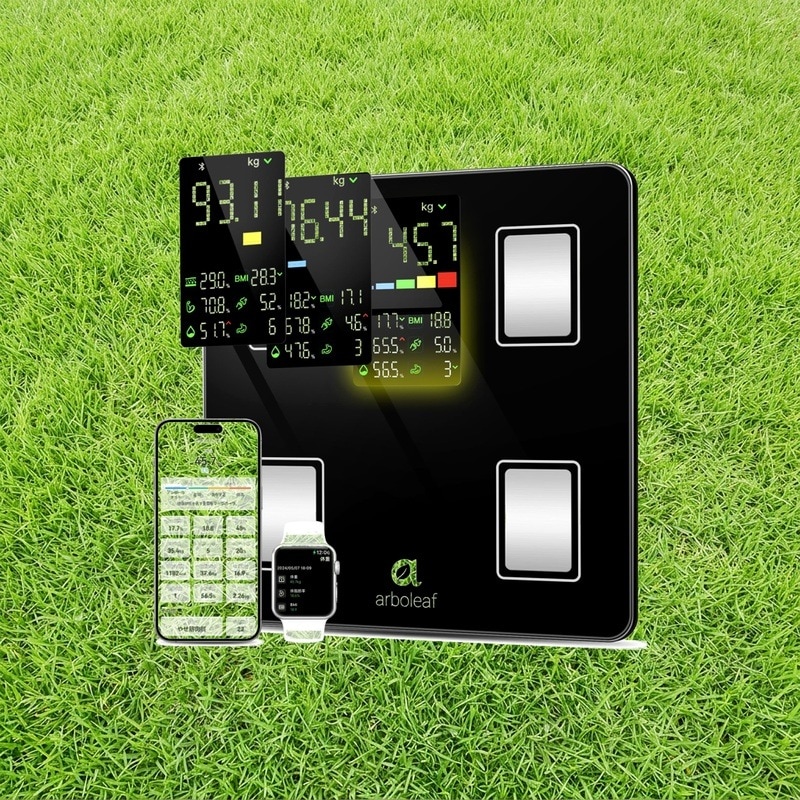 arboleaf 体重計 スマホ連動 体脂肪計 体組成計 ヘルスメーター 高精度 乗るだけ 180kgまで 14項目測定 体脂肪率/基礎代謝量/水分量/体内年齢/筋肉量/BMIなど【Fitbit/ap