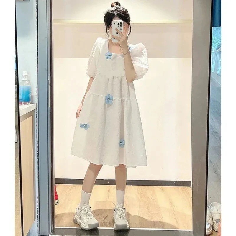 甘くて優しい和柄スクエアネック学生服ゆったり薄手お肉カバースプライス妖精姫