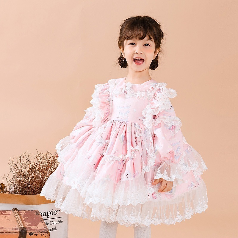 春ロリータ女児服子供ロリータプリンセスチュチュスカート子供用スペインスカート