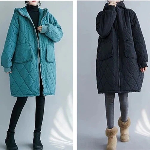 超目玉新品キルティングコート ロングコート フード付き ジャケット トップス レディース 長袖 無地 保温 ゆったり ポケット付き 防寒 カジュアル風 シンプル 秋 冬