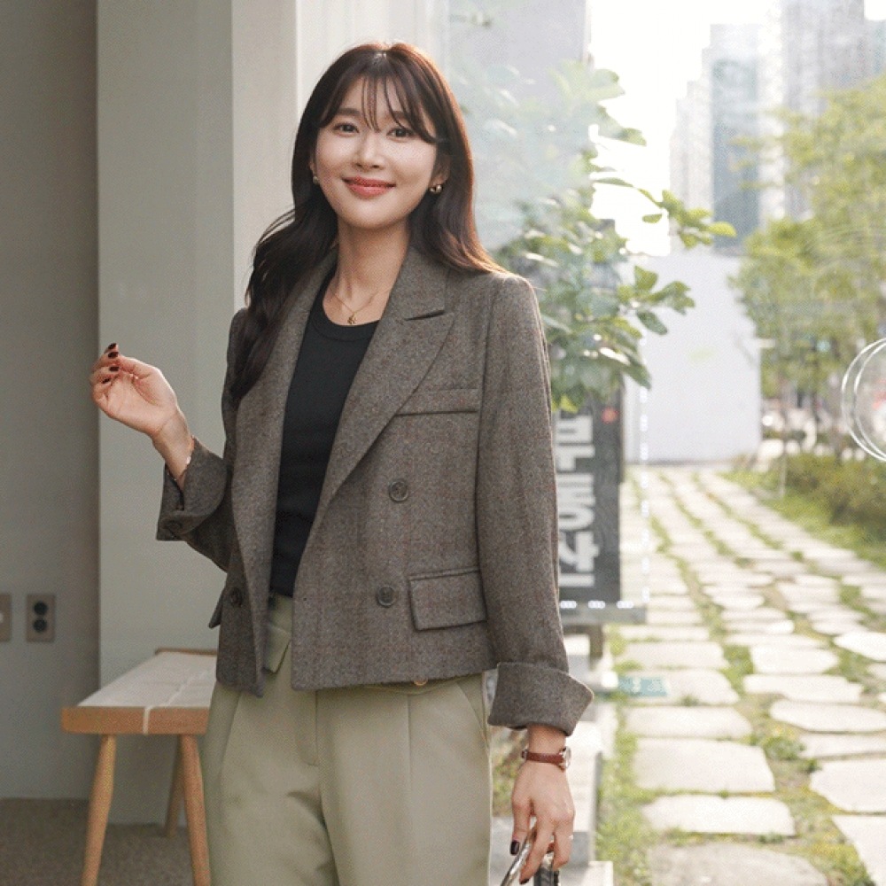 クリック&ファニー良質チェックショートジャケット [SMLサイズ]