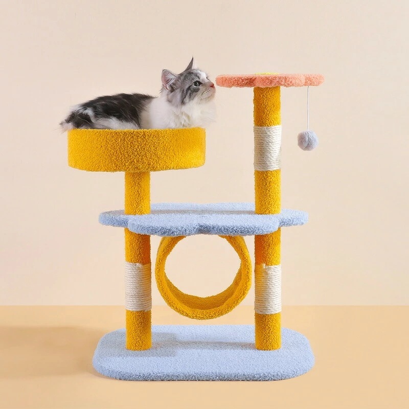 【TIME HOLDER】キャットタワー 全4デザイン はな ボール入れ ジャンプ台 爪とぎ 花タイプ flower フラワー 爪とぎポール 猫 ねこ 麻縄 運動不足対策 ペット用 おもちゃ おしゃれ