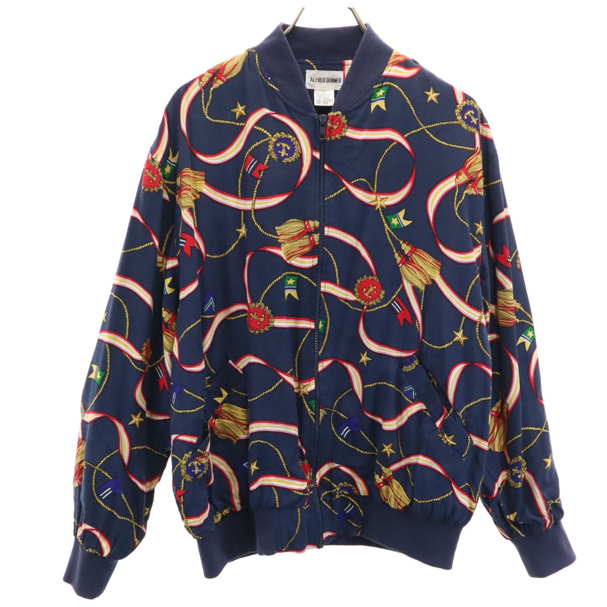 ALFRED DUNNER アルフレッドダナー 90s オールド 総柄 ブルゾン 12 ネイビー ジャケット レディース 古着
