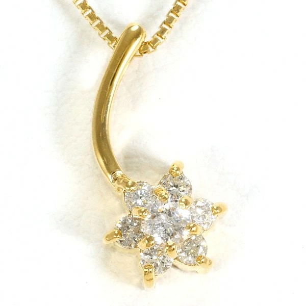 K18 18金 YG イエローゴールド ネックレス ダイヤ 約40cm ジュエリー 中古