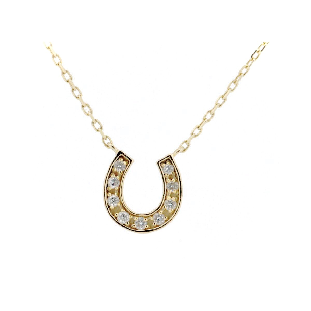 ポンテヴェキオ ホースシューモチーフ ダイヤモンド ネックレス 0.04ct K18YG(18金 イエローゴールド) 質屋出品 24,750円
