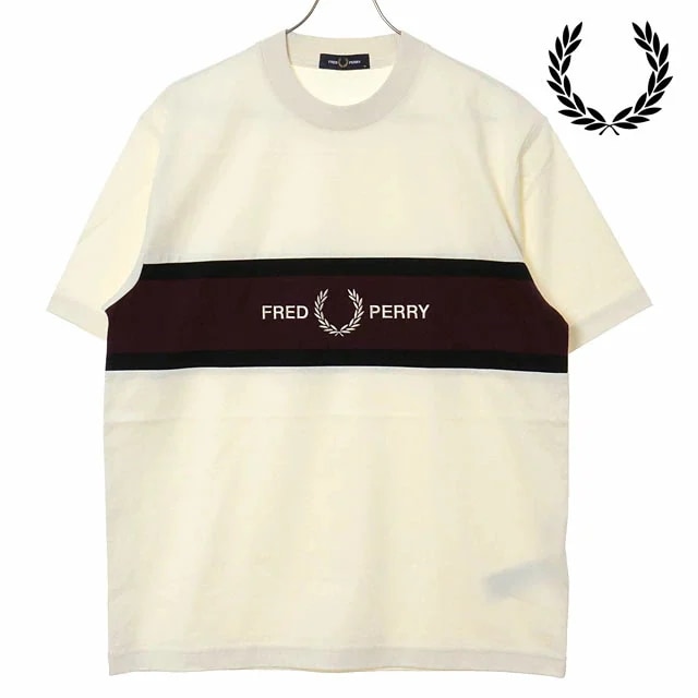 メール便 メンズ エンブロイダードパネルTシャツ [M2405-560] トップス 半袖 クルーネック ホワイト ECRU 正規取扱店