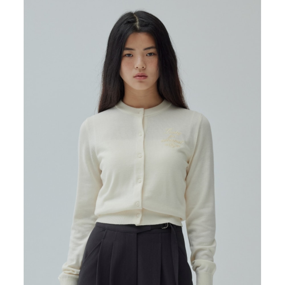 COVERNAT 女性用ベーシックラウンドウールニットカーディガンアイボリー