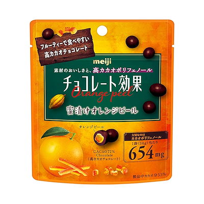 他サイト： 明治 チョコレート効果カカオ72%蜜漬けオレンジピールパウチ 34g×10袋の商品画像