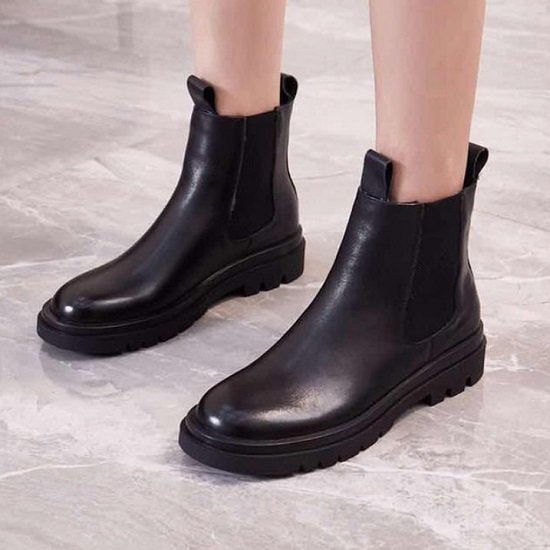 【取寄：納期2週間】ブーツ レディース ショート シンプル チェルシーブーツ レディース ブラック フラットヒール 4cm ブーツ レディース おしゃれ かわいい ブーツ レディース ショート