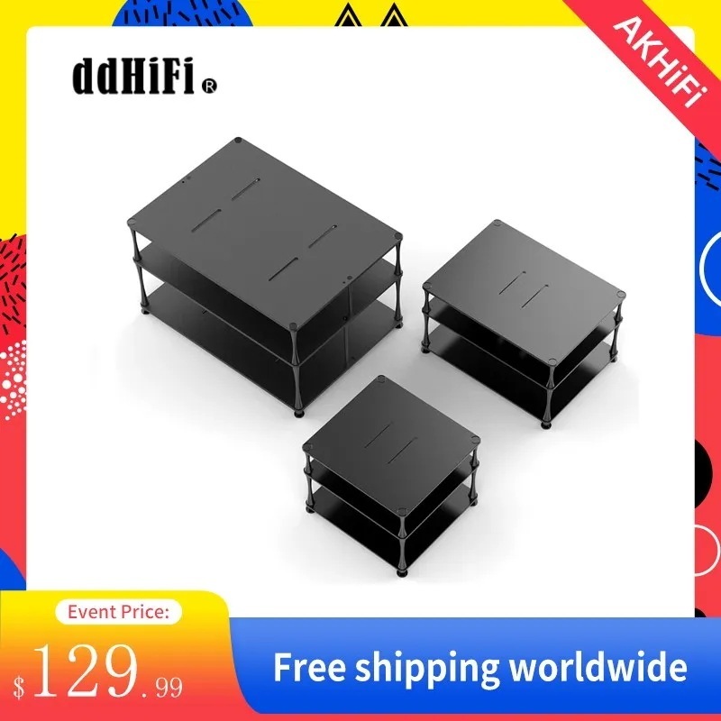 3営業日以内発送 テーブルトップオーディオデバイス用のアルミニウム製hifiラックデスクトップdacアンプddddhifihs400黒と銀のストレージホルダー