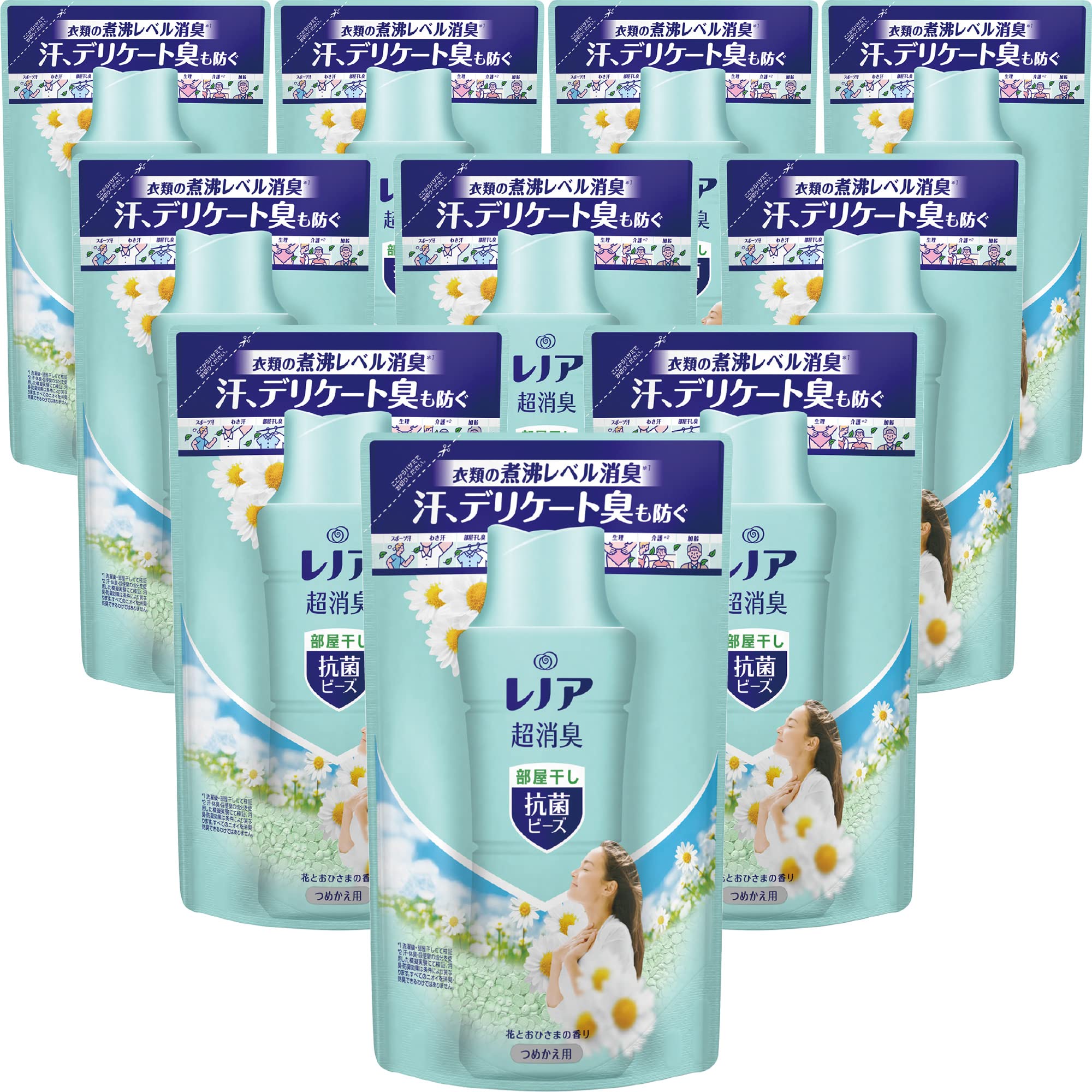 レノア 超消臭 抗菌ビーズ 部屋干しDX 花とおひさまの香り 詰め替え 430mL×10袋