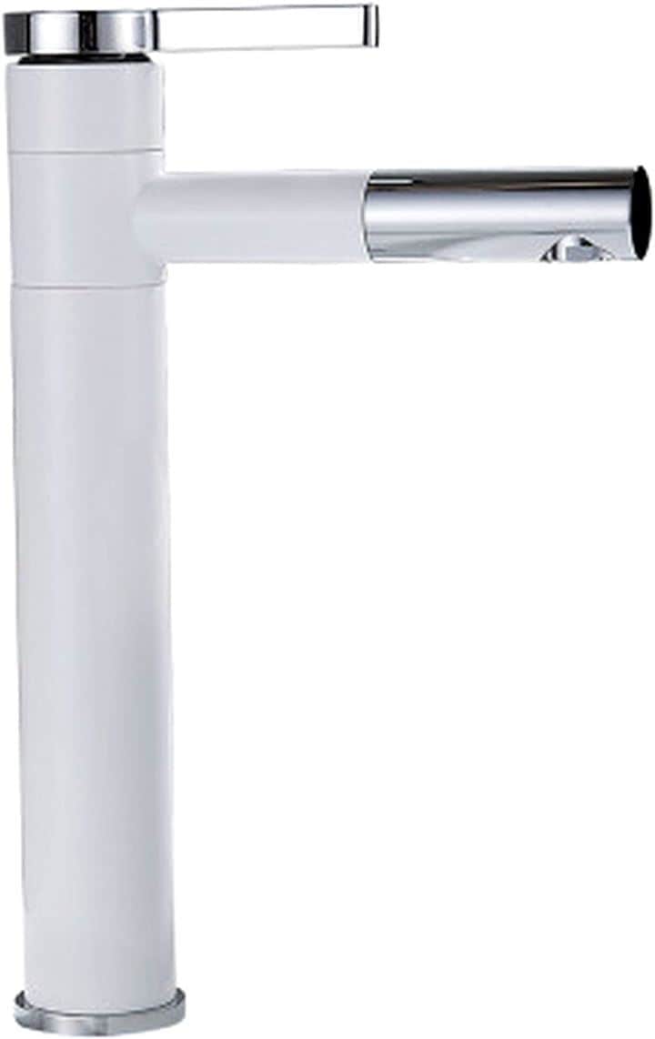 キッチン 洗面用 アンティーク 混合水栓 手洗いボウル 手洗い鉢 蛇口 クラシック シングルレバー レトロ 洗面台 水道 ロング水栓 SK235(ホワイト)