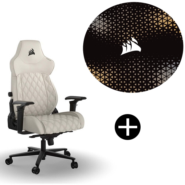 TC500 LUXE Frost (CF-9010067-WW) オフホワイト ゲーミングチェア + チェアマット セット